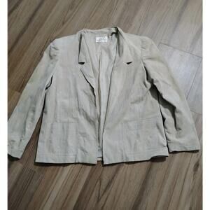 Abe Schrader Suede Blazer Jacket Long Sleeve Tan Size 14 Lining